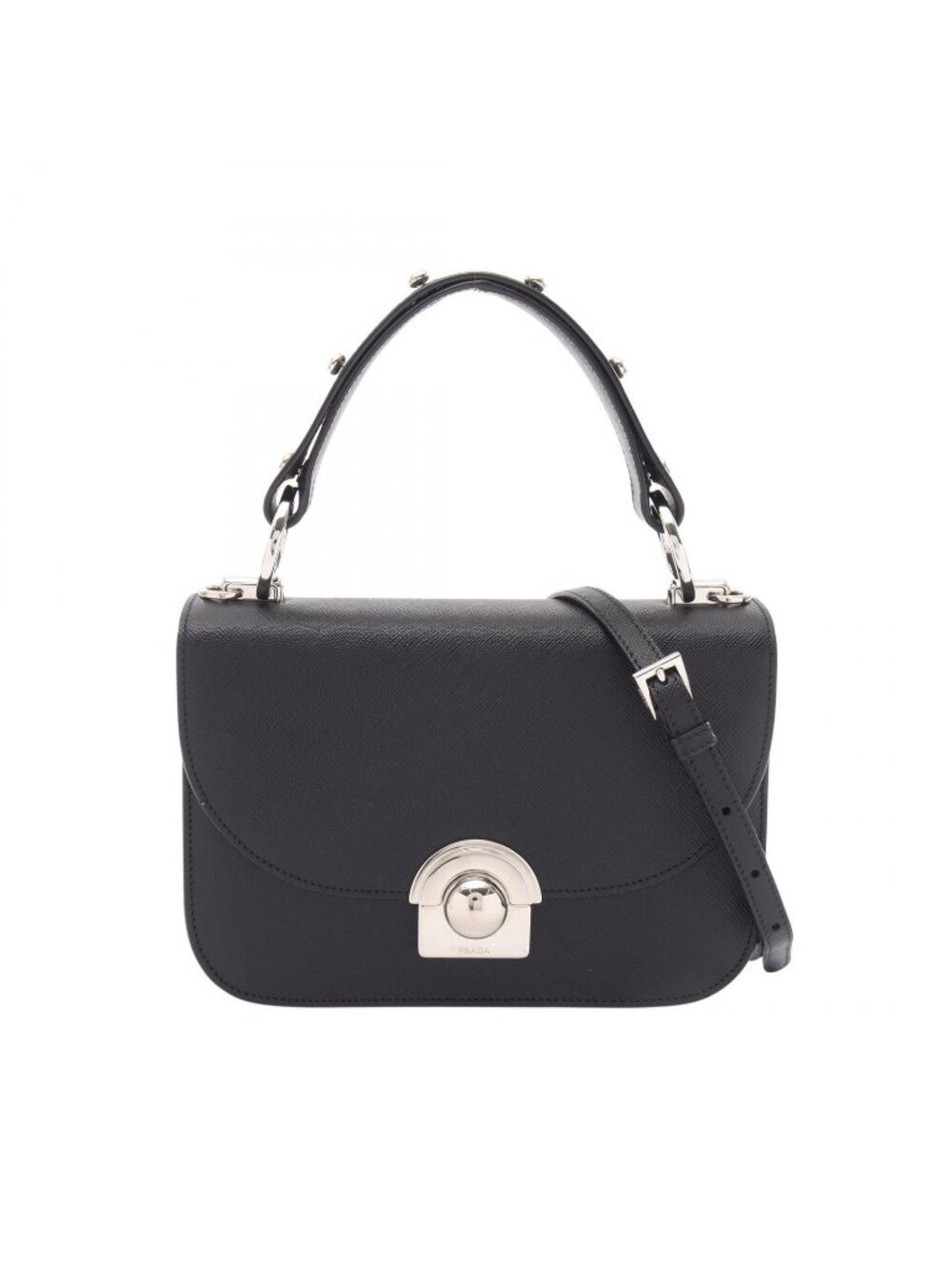 Prada Handbag Saffiano Lux 2-Way Black Leather